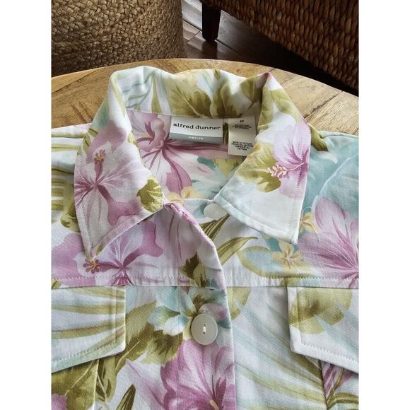 ALFRED DUNNER Tropical Floral Stretch Jacket Womens 6P Hawaiin Blooms EUC - Picture 4 of 9